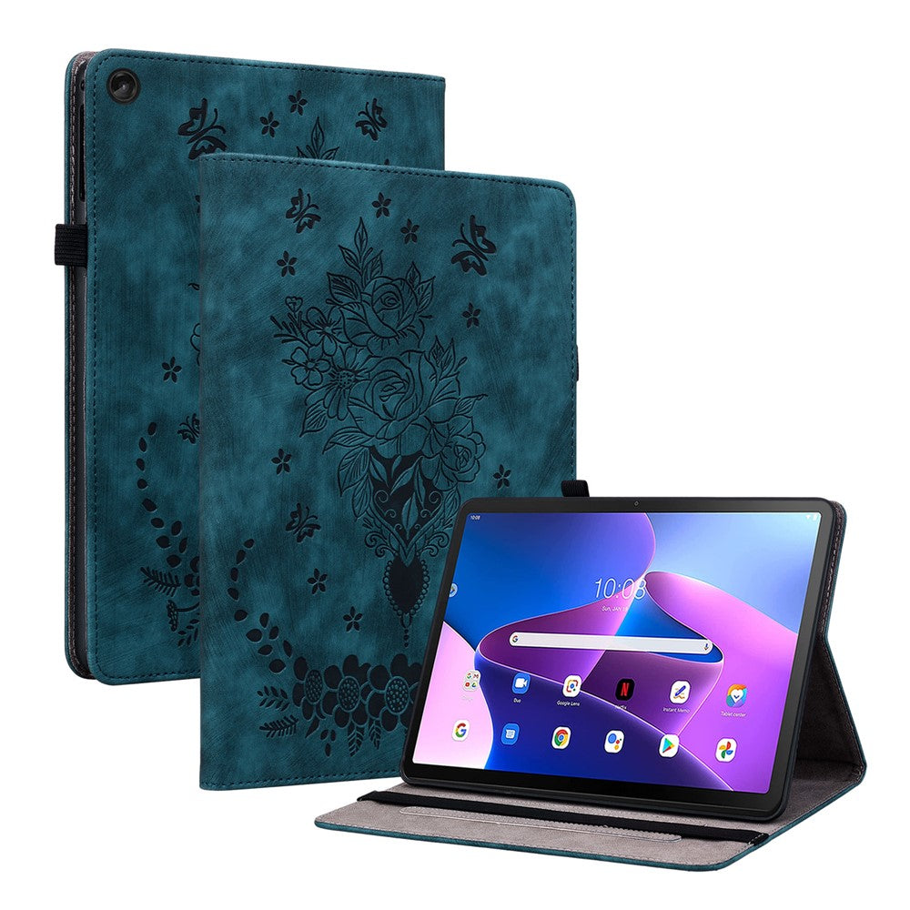 For Lenovo Tab M10 (Gen 3) Shockproof PU Leather Case Imprinted Design Stand Tablet Cover with Pen Holder