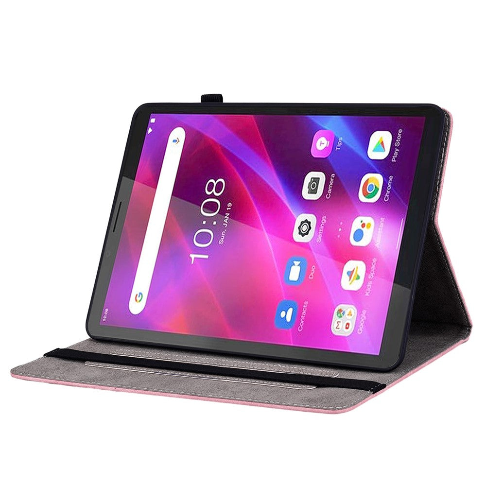 PU Leather Case for Lenovo Tab M7 (3rd Gen) Anti-drop Imprinted Tablet Stand Cover with Pen Holder