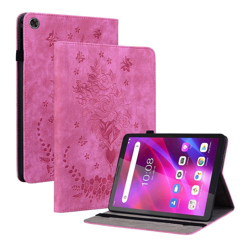 PU Leather Case for Lenovo Tab M7 (3rd Gen) Anti-drop Imprinted Tablet Stand Cover with Pen Holder