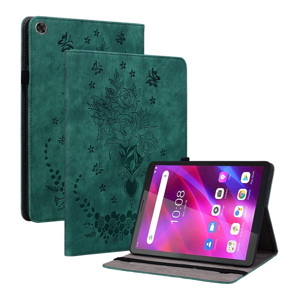 PU Leather Case for Lenovo Tab M7 (3rd Gen) Anti-drop Imprinted Tablet Stand Cover with Pen Holder