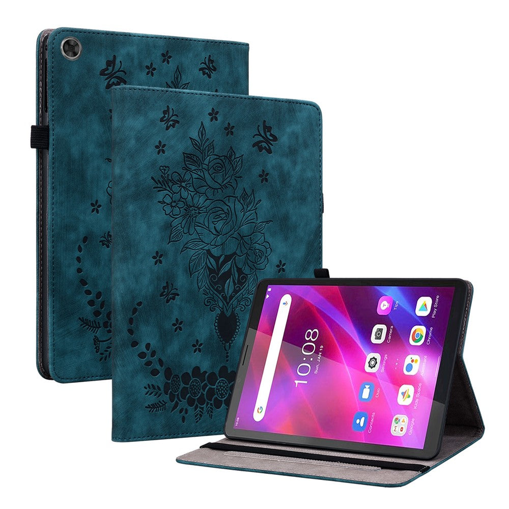PU Leather Case for Lenovo Tab M7 (3rd Gen) Anti-drop Imprinted Tablet Stand Cover with Pen Holder