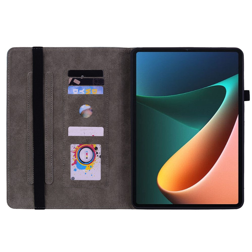 For Xiaomi Pad 5 / Pad 5 Pro Card Holder Tablet Case Foldable Stand Imprinted Leather Tablet Cover