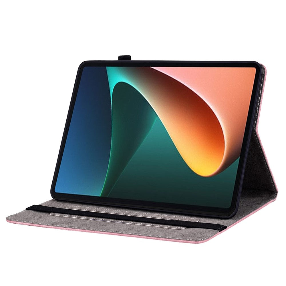 For Xiaomi Pad 5 / Pad 5 Pro Card Holder Tablet Case Foldable Stand Imprinted Leather Tablet Cover
