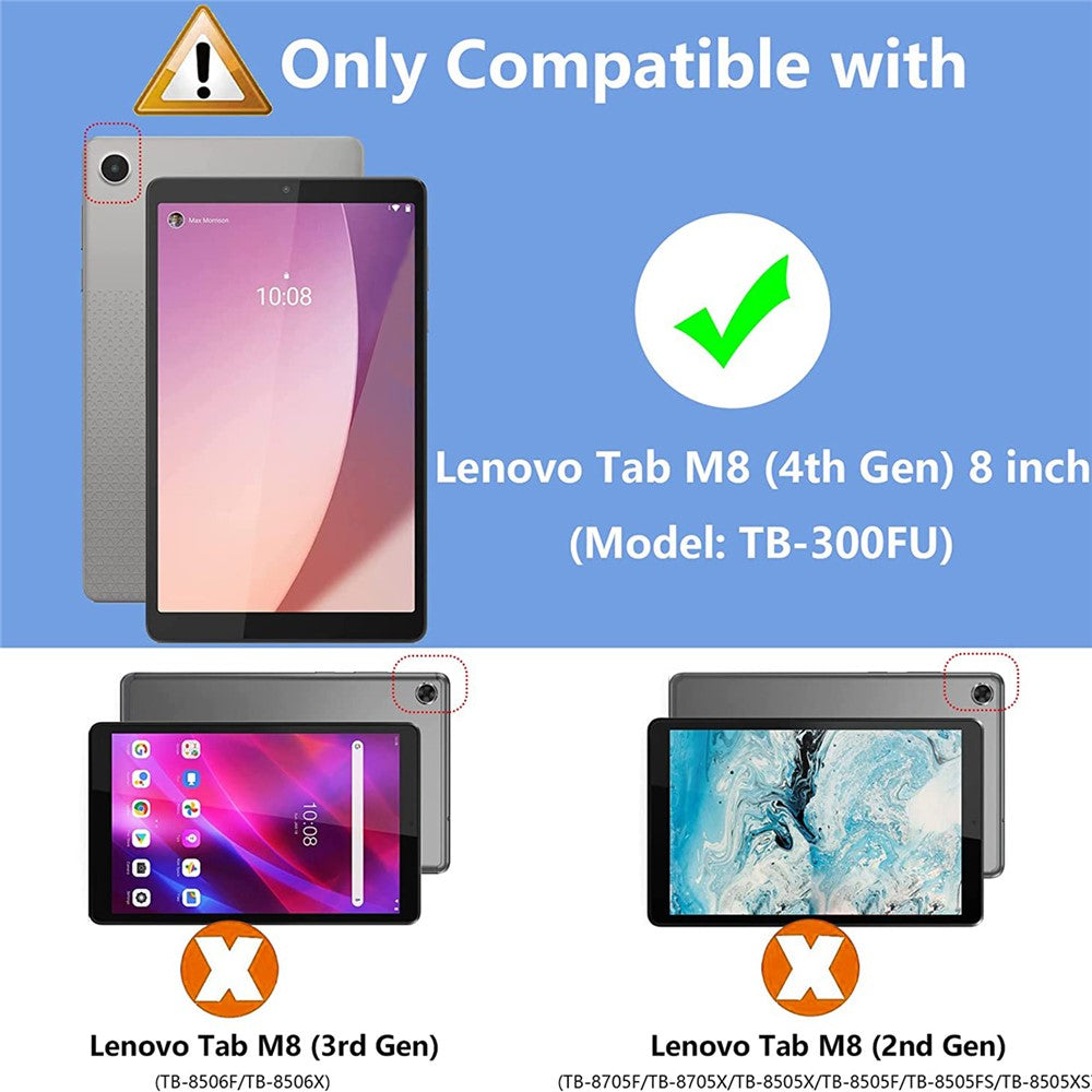 Lenovo Tab M8 (4:e generationen) 2024 TB-301XU / M8 (4:e generationen) 2023 TB-300FU Transparent surfplatteskal Förstärkta hörn Fallskyddande surfplatta i TPU-fodral