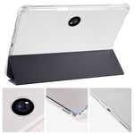 For Oppo Pad 2 Tri-Fold Stand Tablet Case PU Leather Transparent Back Protective Cover with Pencil Holder