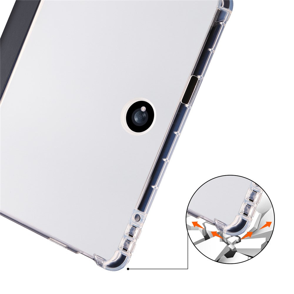 For Oppo Pad 2 Tri-Fold Stand Tablet Case PU Leather Transparent Back Protective Cover with Pencil Holder