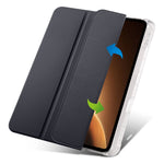 For Oppo Pad 2 Tri-Fold Stand Tablet Case PU Leather Transparent Back Protective Cover with Pencil Holder