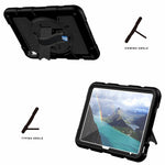 Til iPad (2025) / 10.9 (2022) TPU+PC Tablet Cover Roterende Håndrem Støttefod Cover med Skulderrem