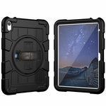 Til iPad (2025) / 10.9 (2022) TPU+PC Tablet Cover Roterende Håndrem Støttefod Cover med Skulderrem