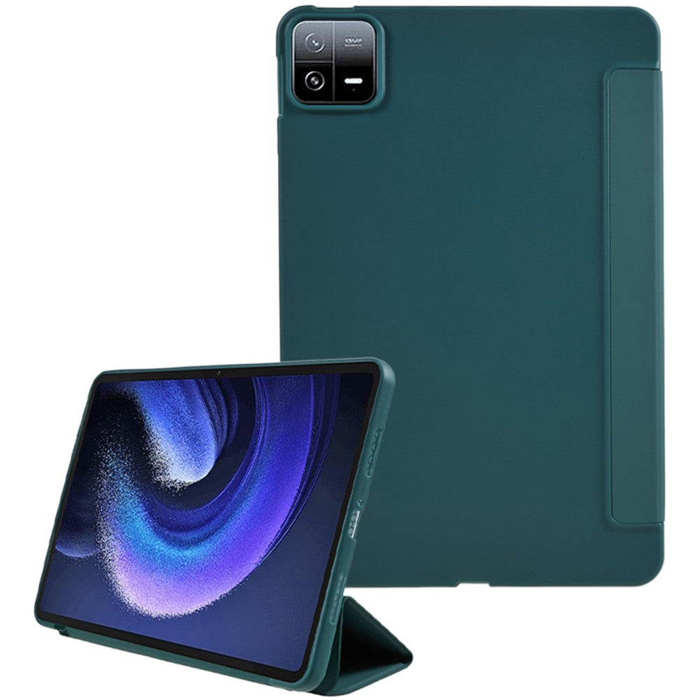For Xiaomi Pad 6 / Pad 6 Pro Tri-fold Stand Tablet Case PU Leather Honeycomb Texture Auto Wake / Sleep Smart Cover