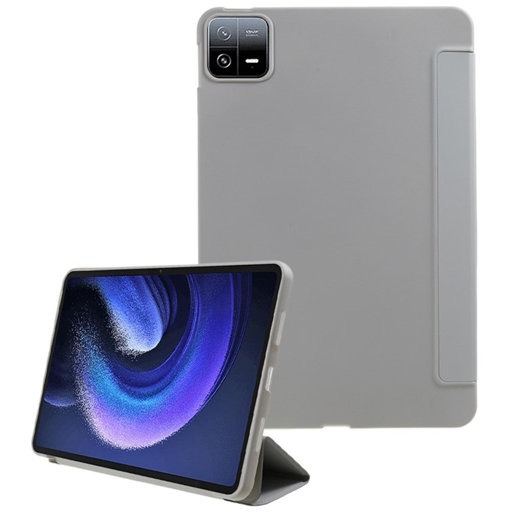 For Xiaomi Pad 6 / Pad 6 Pro Tri-fold Stand Tablet Case PU Leather Honeycomb Texture Auto Wake / Sleep Smart Cover