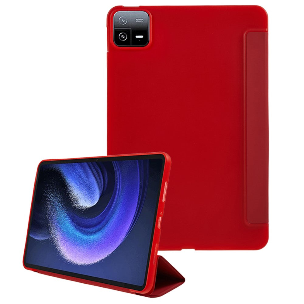 For Xiaomi Pad 6 / Pad 6 Pro Tri-fold Stand Tablet Case PU Leather Honeycomb Texture Auto Wake / Sleep Smart Cover