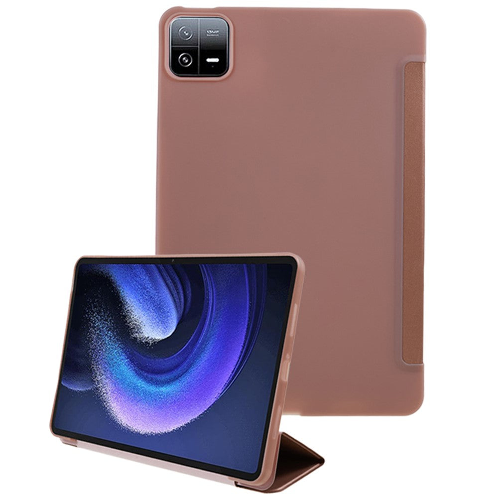 For Xiaomi Pad 6 / Pad 6 Pro Tri-fold Stand Tablet Case PU Leather Honeycomb Texture Auto Wake / Sleep Smart Cover