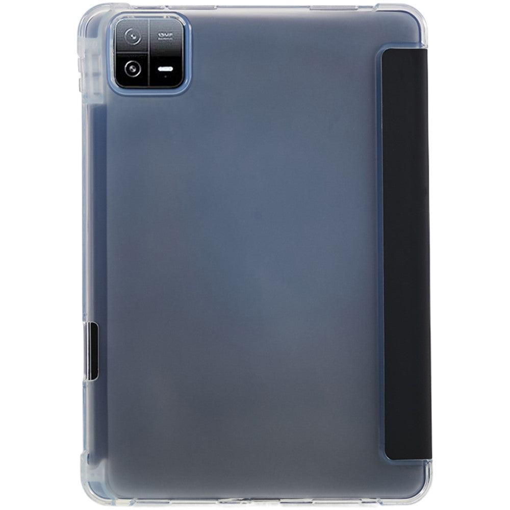 For Xiaomi Pad 6 /  Pad 6 Pro Tri-Fold Stand Tablet Case PU Leather Transparent Back Smart Cover with Pencil Holder
