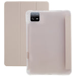 For Xiaomi Pad 6 /  Pad 6 Pro Tri-Fold Stand Tablet Case PU Leather Transparent Back Smart Cover with Pencil Holder
