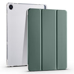 For Lenovo Tab M10 Plus (3rd Gen) Tri-Fold Stand Tablet Case Transparent Back PU Leather Flip Cover with Pencil Holder