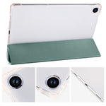 For Lenovo Tab M10 Plus (3rd Gen) Tri-Fold Stand Tablet Case Transparent Back PU Leather Flip Cover with Pencil Holder