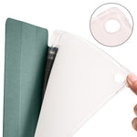 For Lenovo Tab M10 Plus (3rd Gen) Tri-Fold Stand Tablet Case Transparent Back PU Leather Flip Cover with Pencil Holder