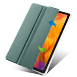 For Lenovo Tab M10 Plus (3rd Gen) Tri-Fold Stand Tablet Case Transparent Back PU Leather Flip Cover with Pencil Holder
