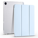 For Lenovo Tab M10 Plus (3rd Gen) Tri-Fold Stand Tablet Case Transparent Back PU Leather Flip Cover with Pencil Holder