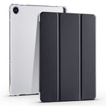 For Lenovo Tab M10 Plus (3rd Gen) Tri-Fold Stand Tablet Case Transparent Back PU Leather Flip Cover with Pencil Holder