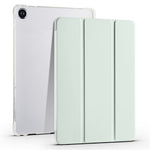 For Lenovo Tab M10 Plus (3rd Gen) Tri-Fold Stand Tablet Case Transparent Back PU Leather Flip Cover with Pencil Holder