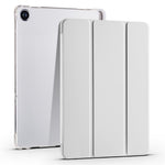 For Lenovo Tab M10 Plus (3rd Gen) Tri-Fold Stand Tablet Case Transparent Back PU Leather Flip Cover with Pencil Holder