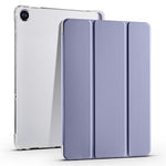 For Lenovo Tab M10 Plus (3rd Gen) Tri-Fold Stand Tablet Case Transparent Back PU Leather Flip Cover with Pencil Holder