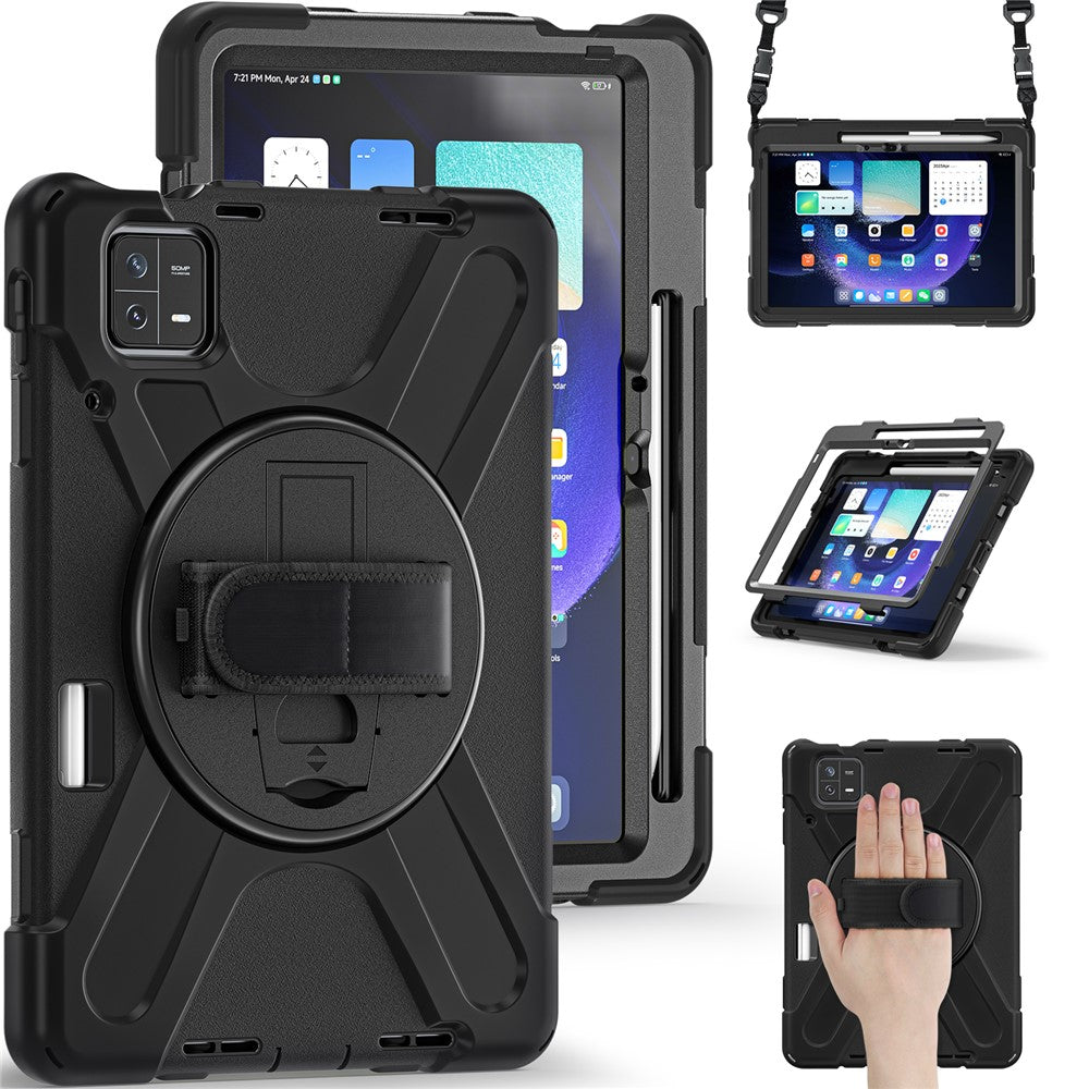 For Xiaomi Pad 6 / Pad 6 Pro Tablet Case PC+Silicone Kickstand Rugged Protective Cover with Hand Strap / Shoulder Strap