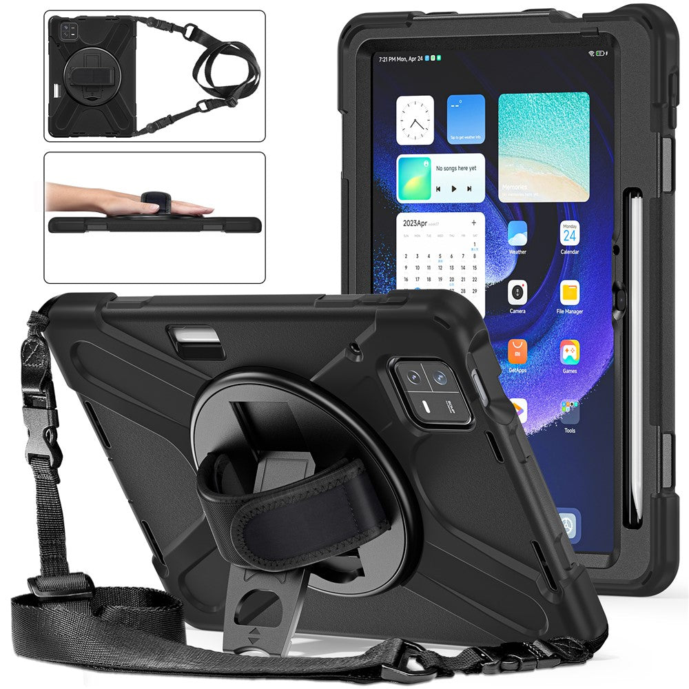 For Xiaomi Pad 6 / Pad 6 Pro Tablet Case PC+Silicone Kickstand Rugged Protective Cover with Hand Strap / Shoulder Strap