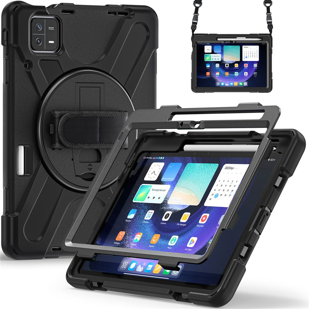 For Xiaomi Pad 6 / Pad 6 Pro Tablet Case PC+Silicone Kickstand Rugged Protective Cover with Hand Strap / Shoulder Strap