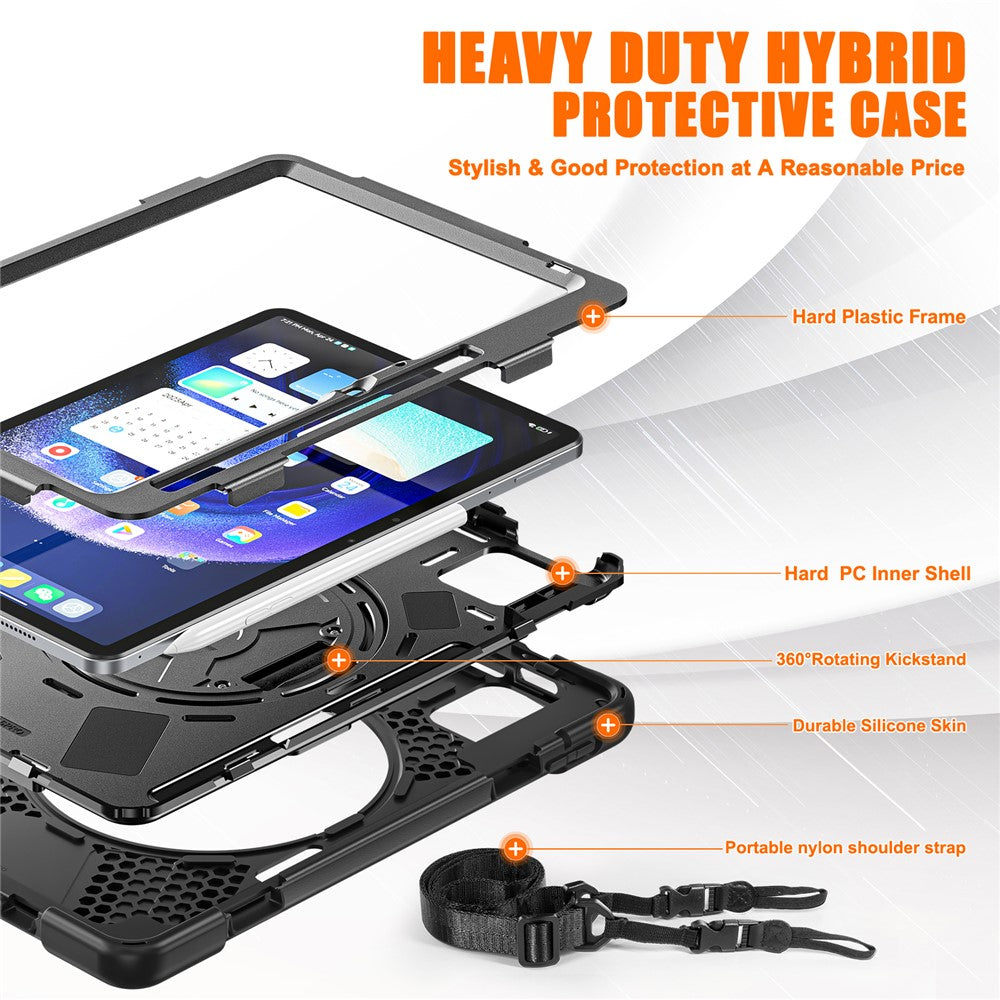 For Xiaomi Pad 6 / Pad 6 Pro Tablet Case PC+Silicone Kickstand Rugged Protective Cover with Hand Strap / Shoulder Strap