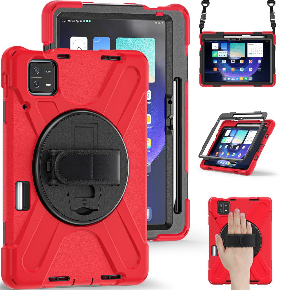 For Xiaomi Pad 6 / Pad 6 Pro Tablet Case PC+Silicone Kickstand Rugged Protective Cover with Hand Strap / Shoulder Strap