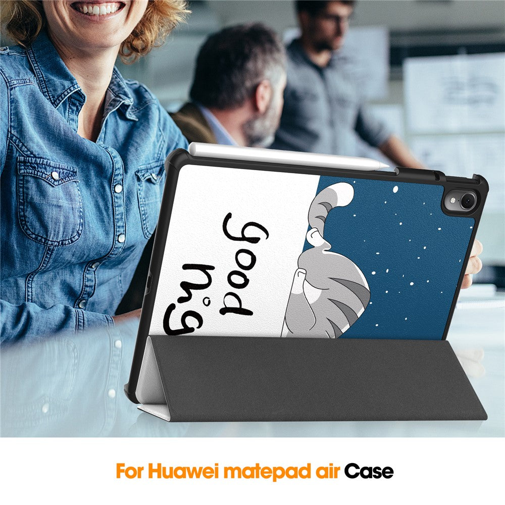 For Huawei MatePad Air 11.5 inch (2023) Auto Wake / Sleep Trifold Stand Tablet Case PU Leather Pattern Printed Cover