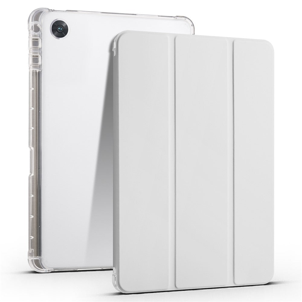 For Oppo Pad Air PU Leather Trifold Stand Cover Transparent Back Tablet Case with Pencil Holder