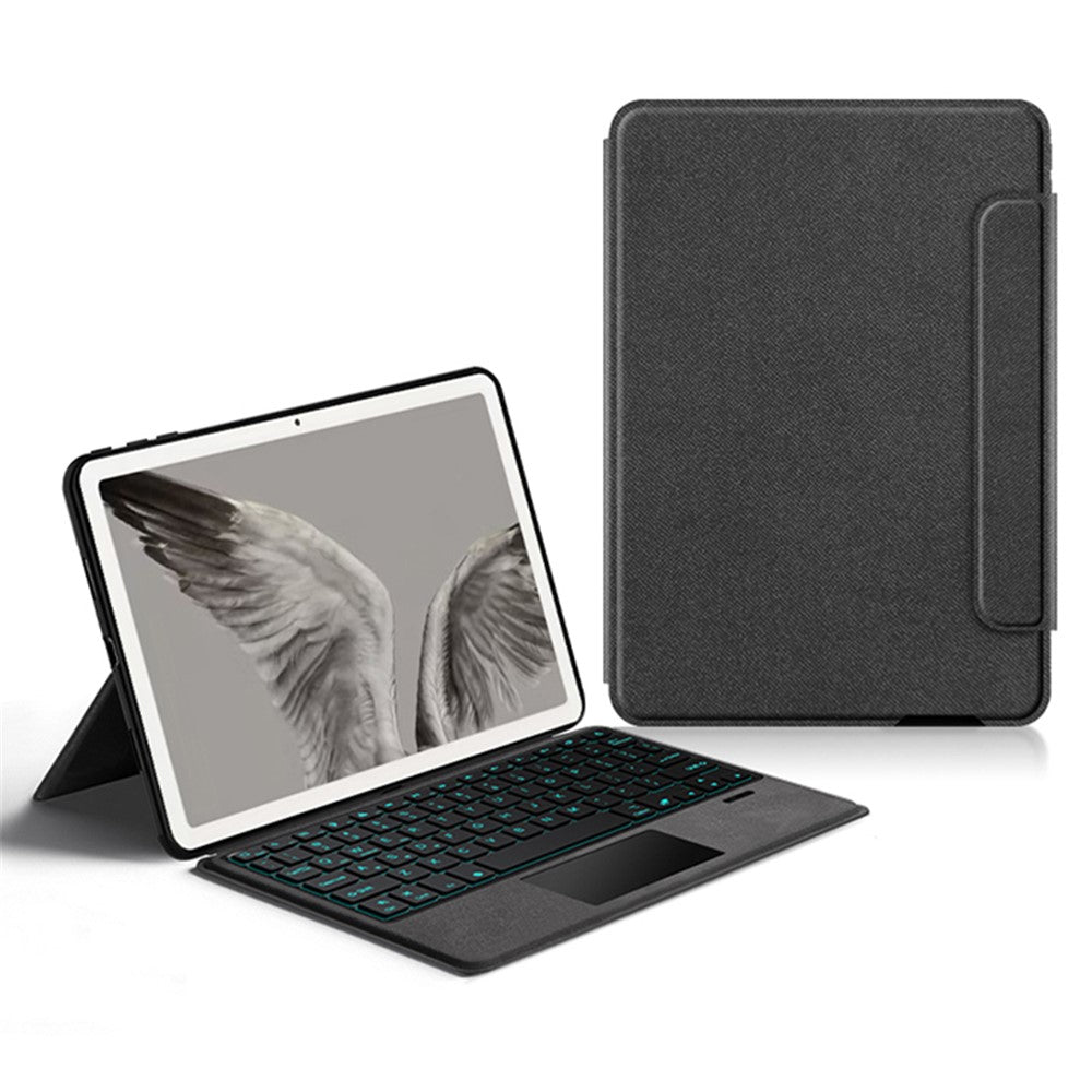 For Google Pixel Tablet Leather Case + Touchpad Bluetooth-compatible Keyboard with Backlit