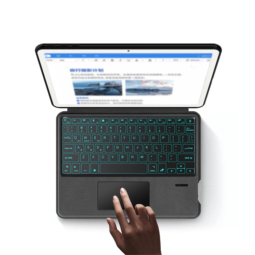 For Google Pixel Tablet Leather Case + Touchpad Bluetooth-compatible Keyboard with Backlit