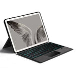 For Google Pixel Tablet Leather Case + Touchpad Bluetooth-compatible Keyboard with Backlit