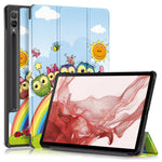 For Samsung Galaxy Tab S10+ Wi-Fi SM-X820 SM-X826B / Tab S9+ Tri-Fold Stand Cover PU Leather Pattern Printing Smart Tablet Case