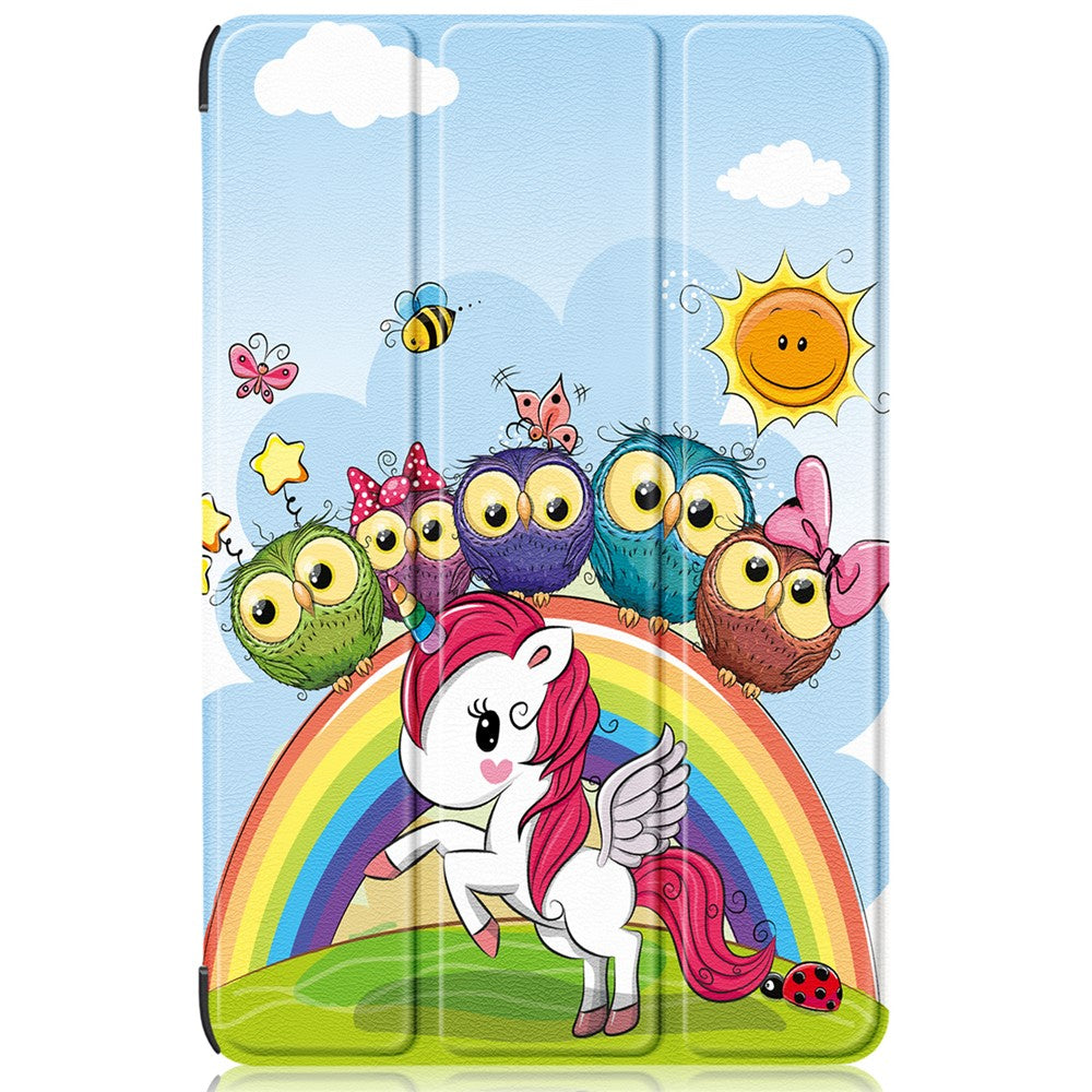 For Samsung Galaxy Tab S10+ Wi-Fi SM-X820 SM-X826B / Tab S9+ Tri-Fold Stand Cover PU Leather Pattern Printing Smart Tablet Case