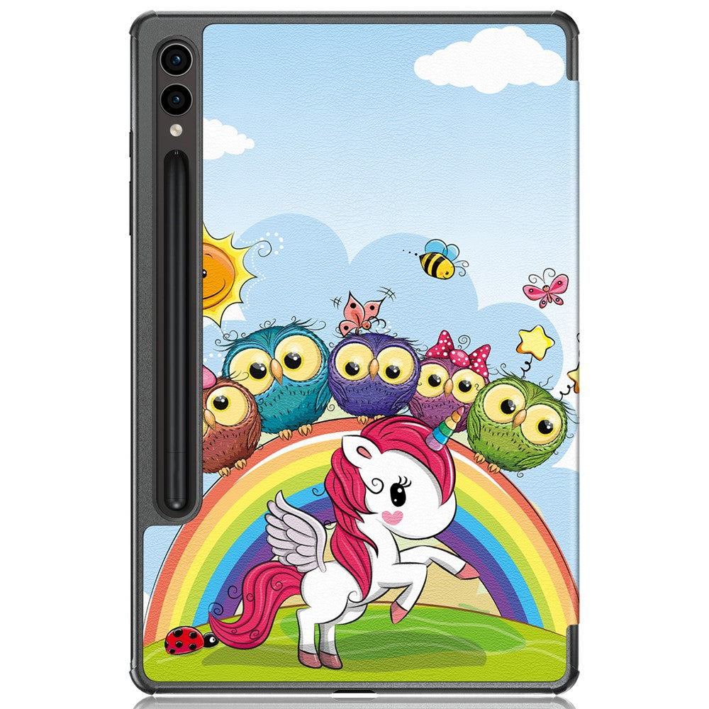 For Samsung Galaxy Tab S10+ Wi-Fi SM-X820 SM-X826B / Tab S9+ Tri-Fold Stand Cover PU Leather Pattern Printing Smart Tablet Case