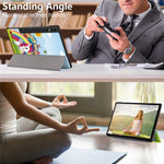 For Samsung Galaxy Tab S10+ Wi-Fi SM-X820 SM-X826B / Tab S9+ Tri-Fold Stand Cover PU Leather Pattern Printing Smart Tablet Case