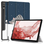 For Samsung Galaxy Tab S10+ Wi-Fi SM-X820 SM-X826B / Tab S9+ Tri-Fold Stand Cover PU Leather Pattern Printing Smart Tablet Case
