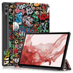For Samsung Galaxy Tab S10+ Wi-Fi SM-X820 SM-X826B / Tab S9+ Tri-Fold Stand Cover PU Leather Pattern Printing Smart Tablet Case