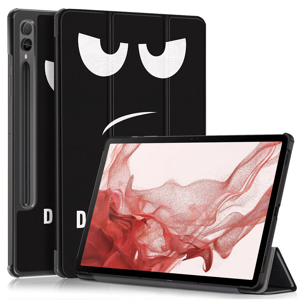 For Samsung Galaxy Tab S10+ Wi-Fi SM-X820 SM-X826B / Tab S9+ Tri-Fold Stand Cover PU Leather Pattern Printing Smart Tablet Case