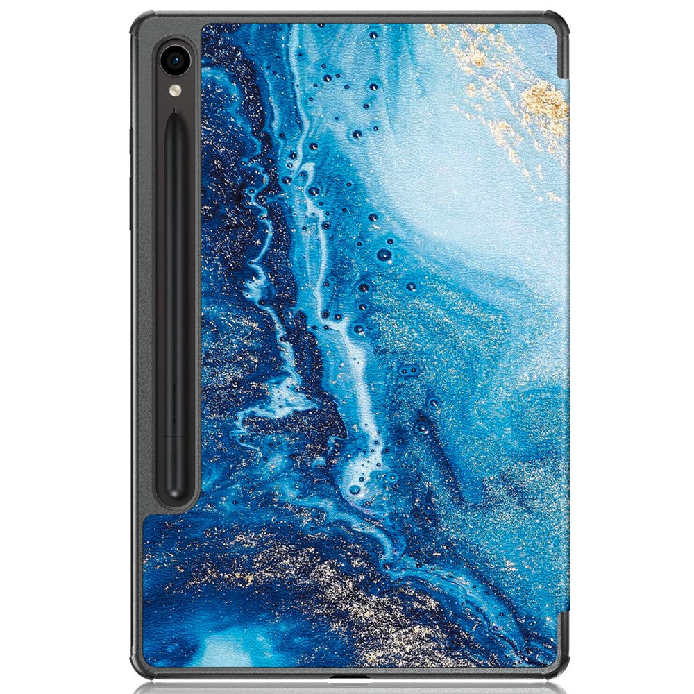 For Samsung Galaxy Tab S9 11-Inch SM-X710, SM-X716B, SM-X718U Pattern Printing Leather Tablet Case Trifold Stand Smart Cover