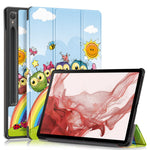 For Samsung Galaxy Tab S9 11-Inch SM-X710, SM-X716B, SM-X718U Pattern Printing Leather Tablet Case Trifold Stand Smart Cover