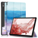 For Samsung Galaxy Tab S9 11-Inch SM-X710, SM-X716B, SM-X718U Pattern Printing Leather Tablet Case Trifold Stand Smart Cover