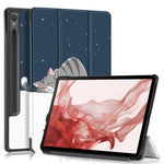 For Samsung Galaxy Tab S9 11-Inch SM-X710, SM-X716B, SM-X718U Pattern Printing Leather Tablet Case Trifold Stand Smart Cover