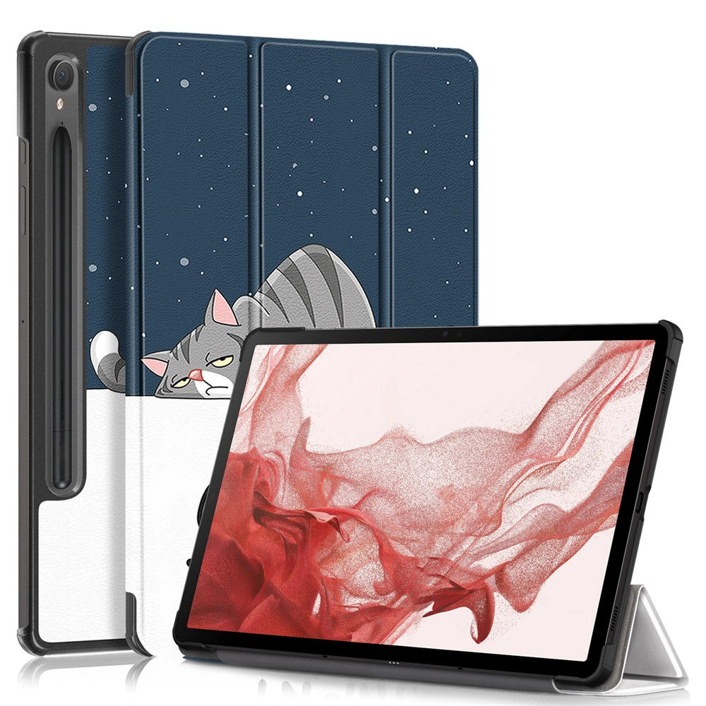 For Samsung Galaxy Tab S9 11-Inch SM-X710, SM-X716B, SM-X718U Pattern Printing Leather Tablet Case Trifold Stand Smart Cover